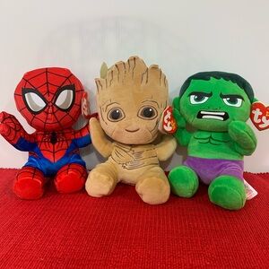 Marvel Plush Trio - Spider-Man, Groot, Hulk